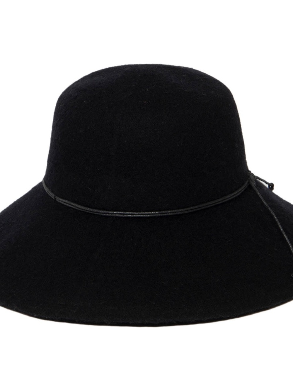 Park Lane Black Wide-Brim Floppy Wool Hat